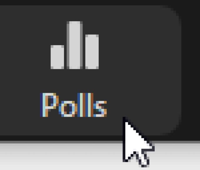 Muspekaren pekar på en bild av staplar och texten Polls