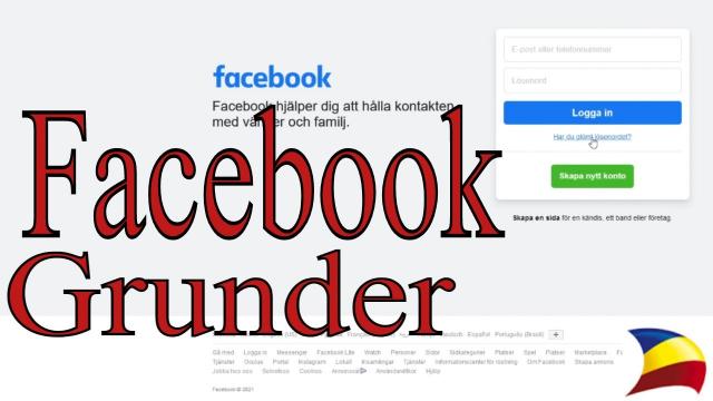 Bild av Facebook samt med texten Facebook Grunder fastsatt på bilden